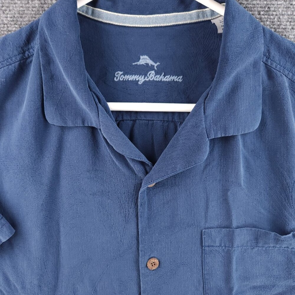 Tommy Bahama Loop Large Silk Blue Camp Floral Short Sleeve Button Up Pocket Men